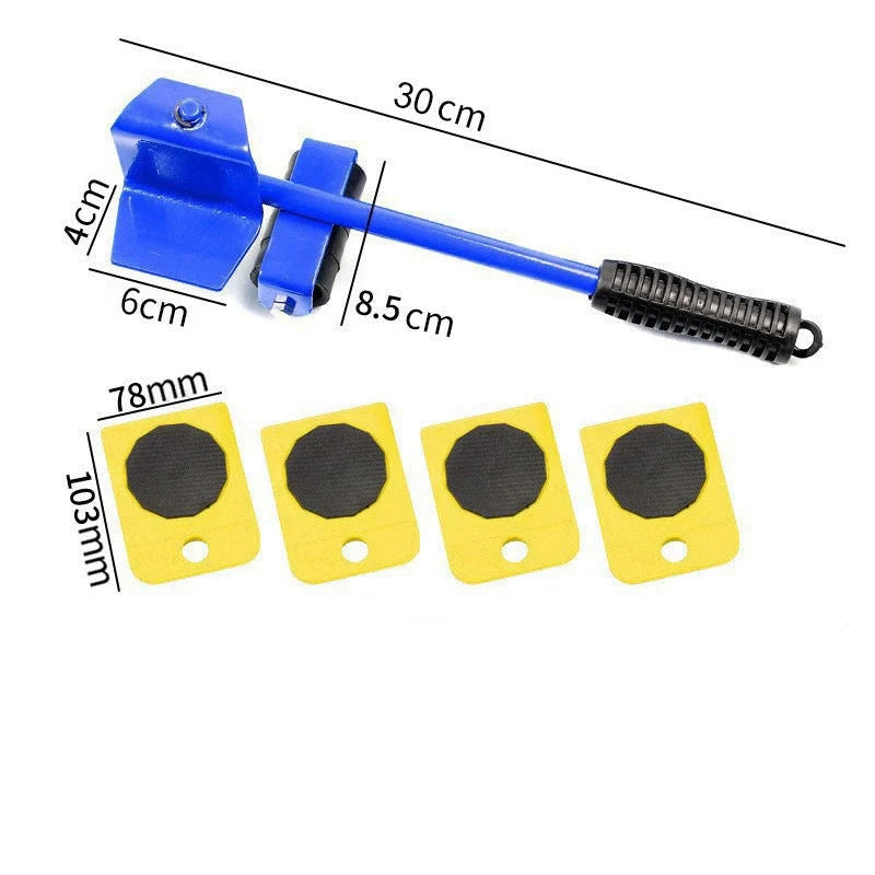 Furniture Dolly Set Steel Lift Bar & Floor-Friendly Pads