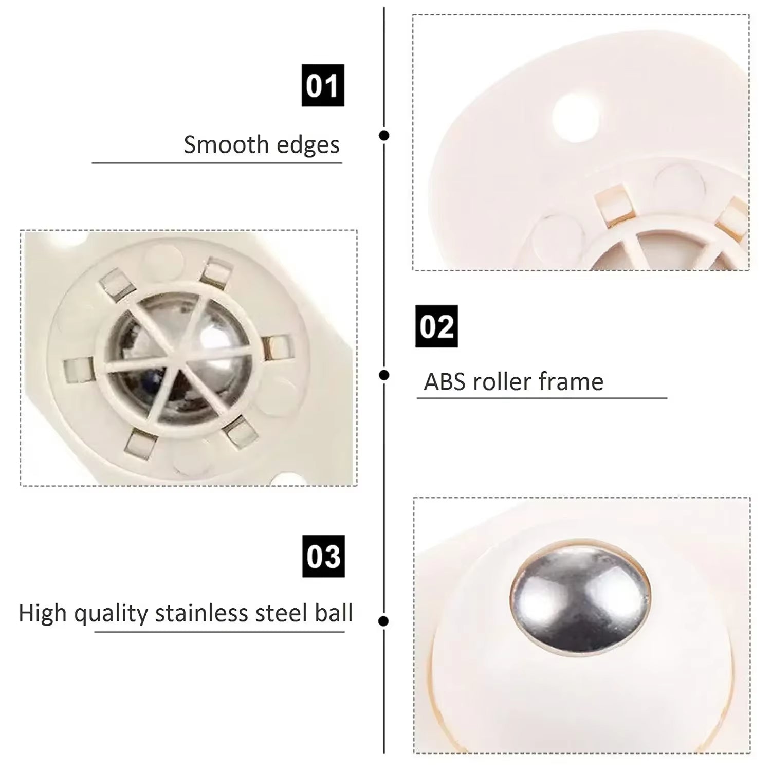 Furniture Gliders 360° Stainless Steel Self-Adhesive Set of 8