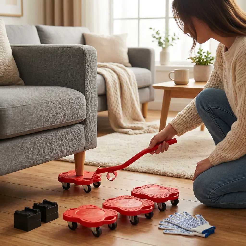 Furniture Mover Set Lever Lifter Locking Casters