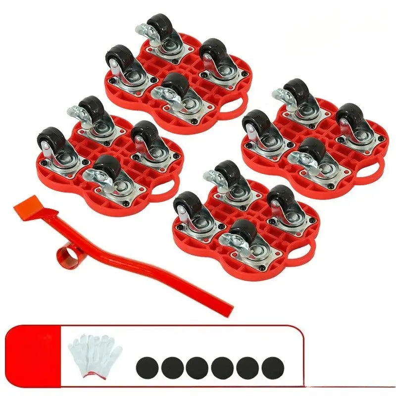Furniture Mover Set Lever Lifter Locking Casters
