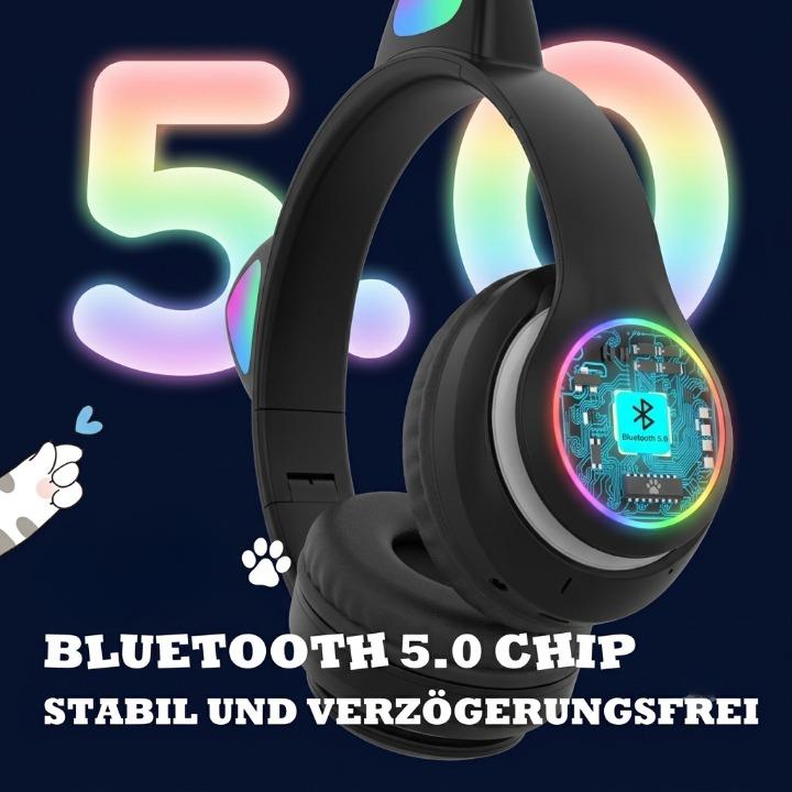 Gaming Headset Cat Ear RGB Lighting 360° Rotatable Mic