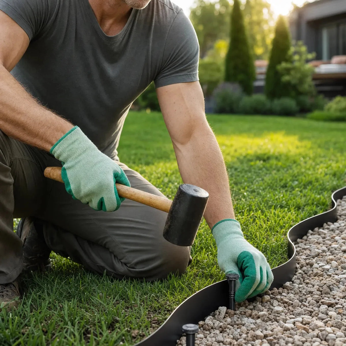 Garden Bed Edging Flexible No-Dig Includes Anchor Pins