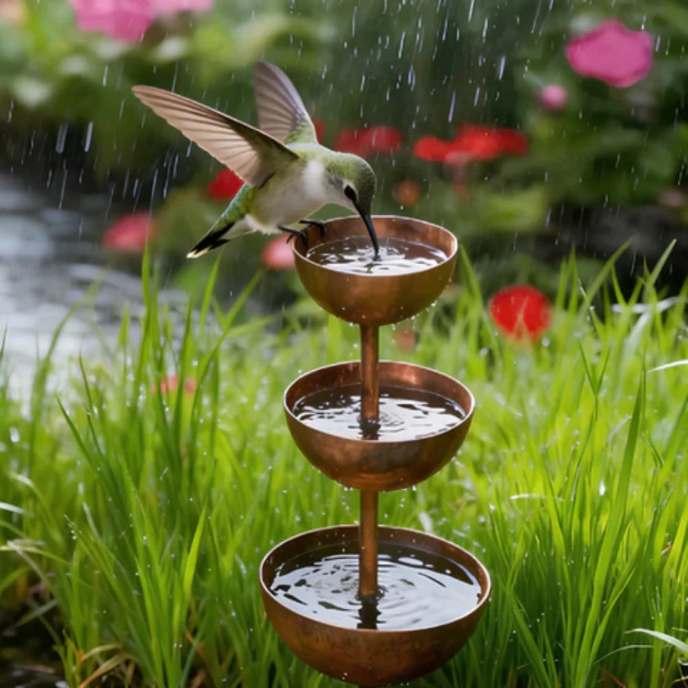Garden Bird Bath Iron 3-Tier Freestanding