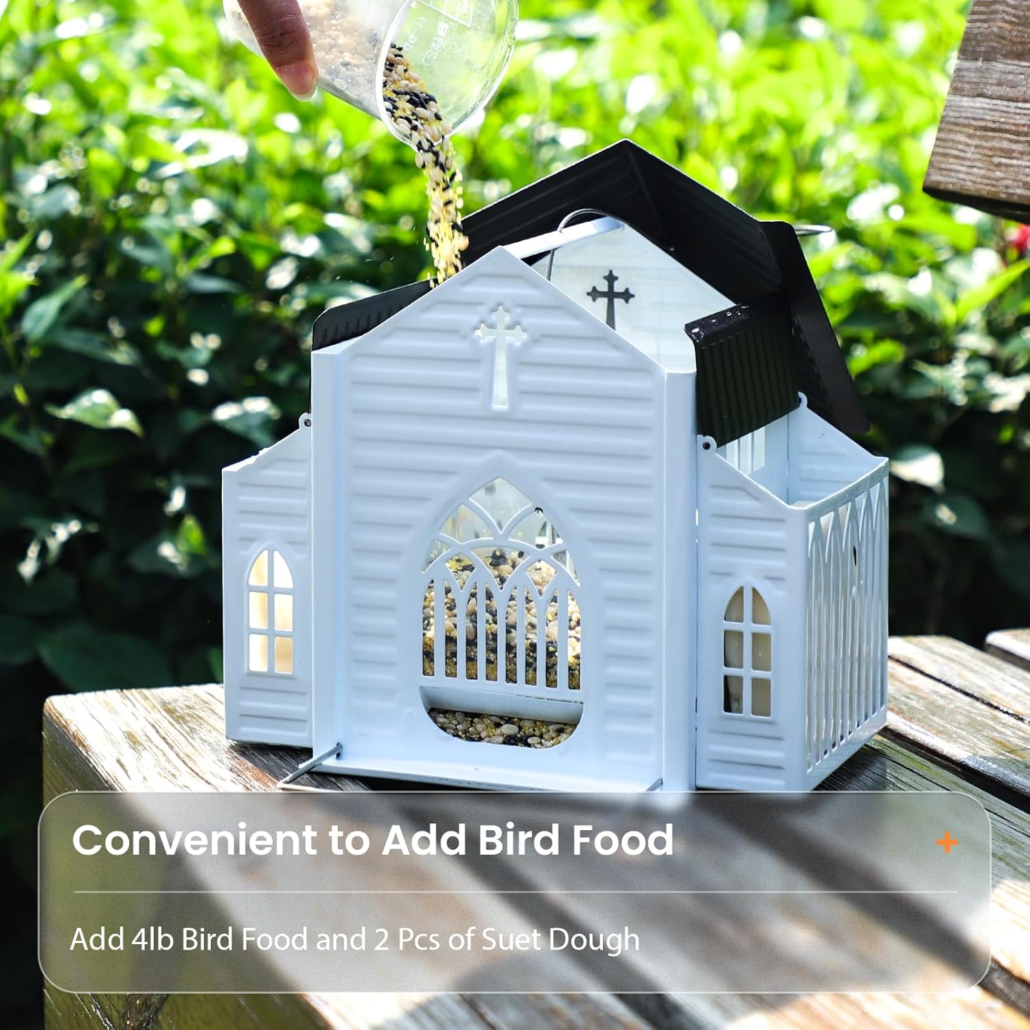 Garden Birdhouse Church Design Solar LED Weatherproof Metal