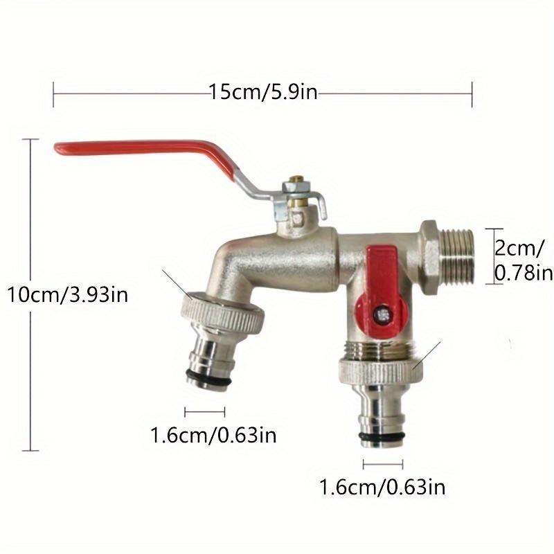 Garden Faucet Dual Outlet Independent Valves Stainless Steel
