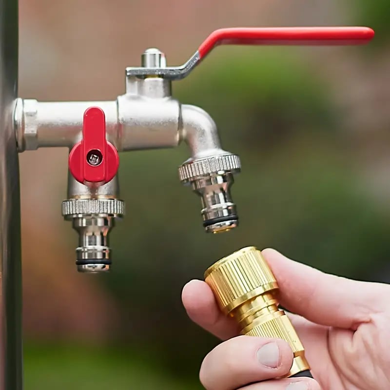 Garden Faucet Dual Outlets Independent Valves Stainless Steel