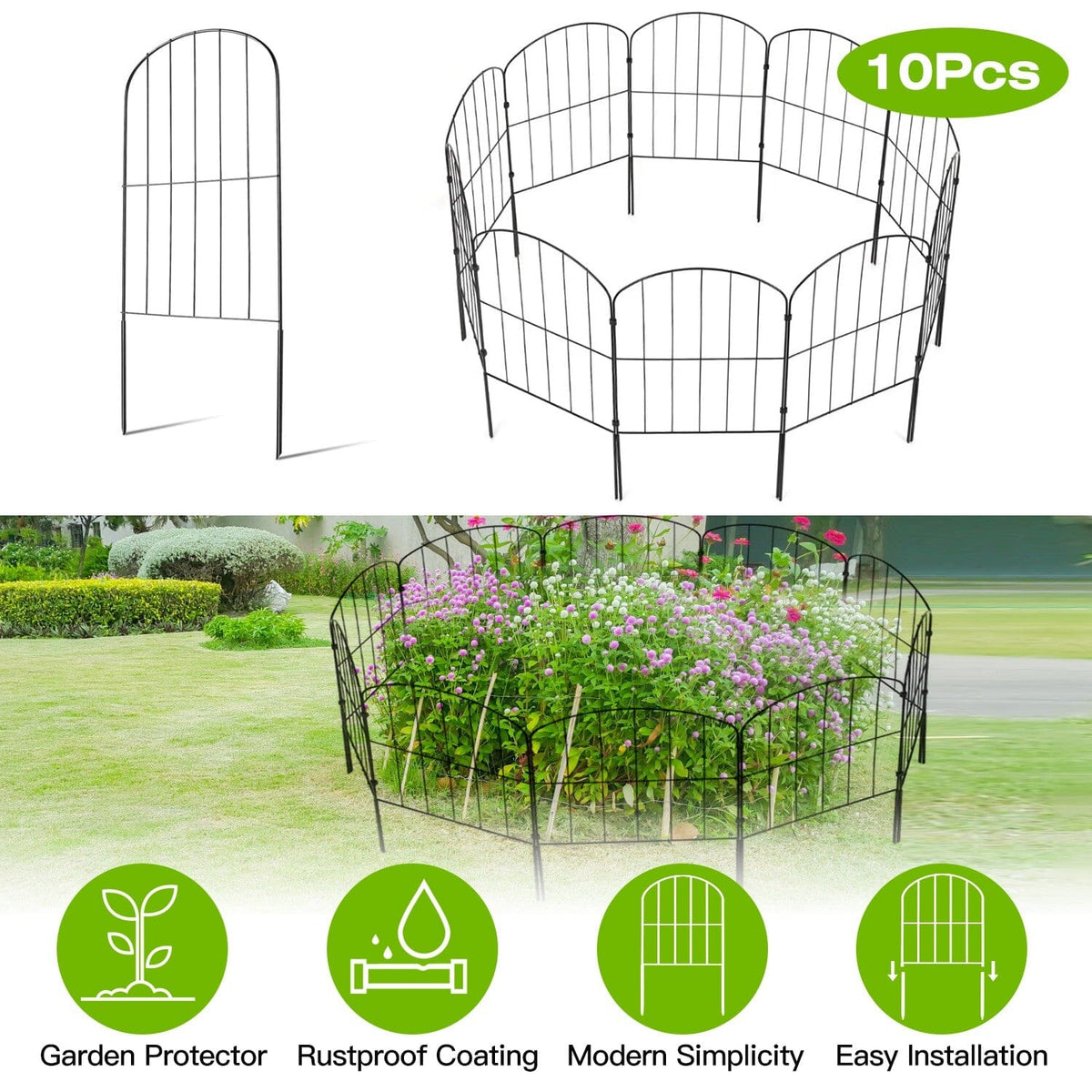 Garden Fence Flexible Panels Powder-Coated Stainless Steel