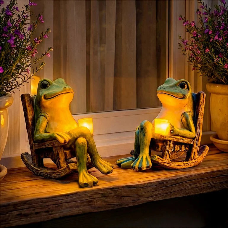 Garden Figurine Frog Solar Warm White LED