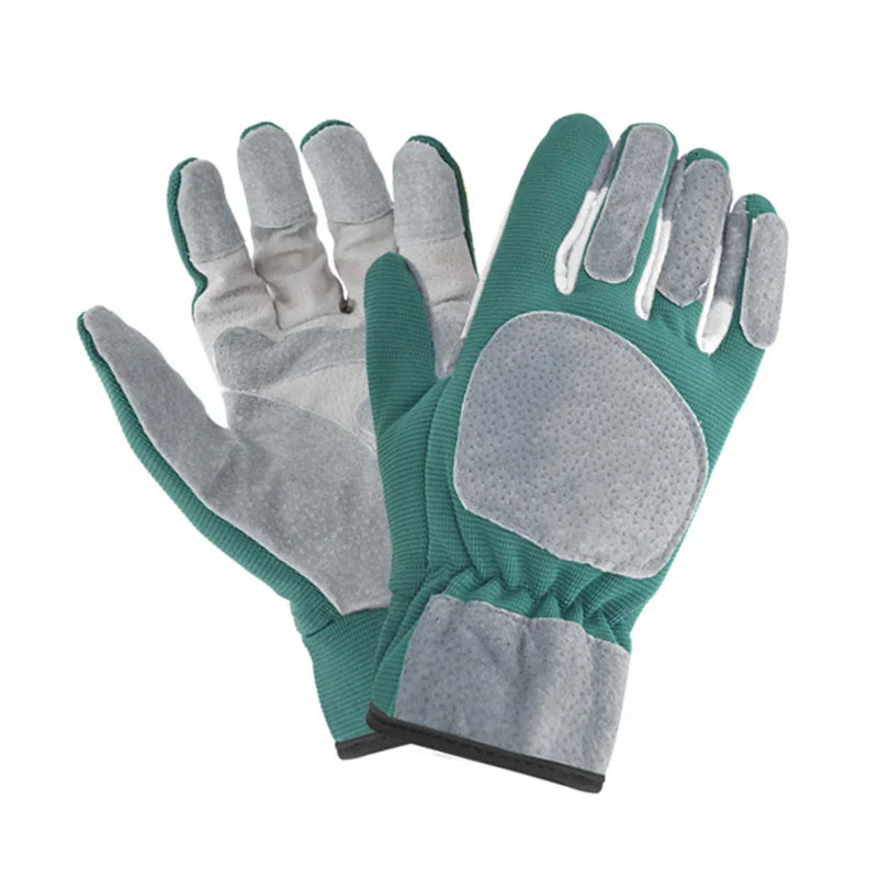 Garden Gloves Cowhide-Reinforced Palms Thorn Protection & Breathable Back