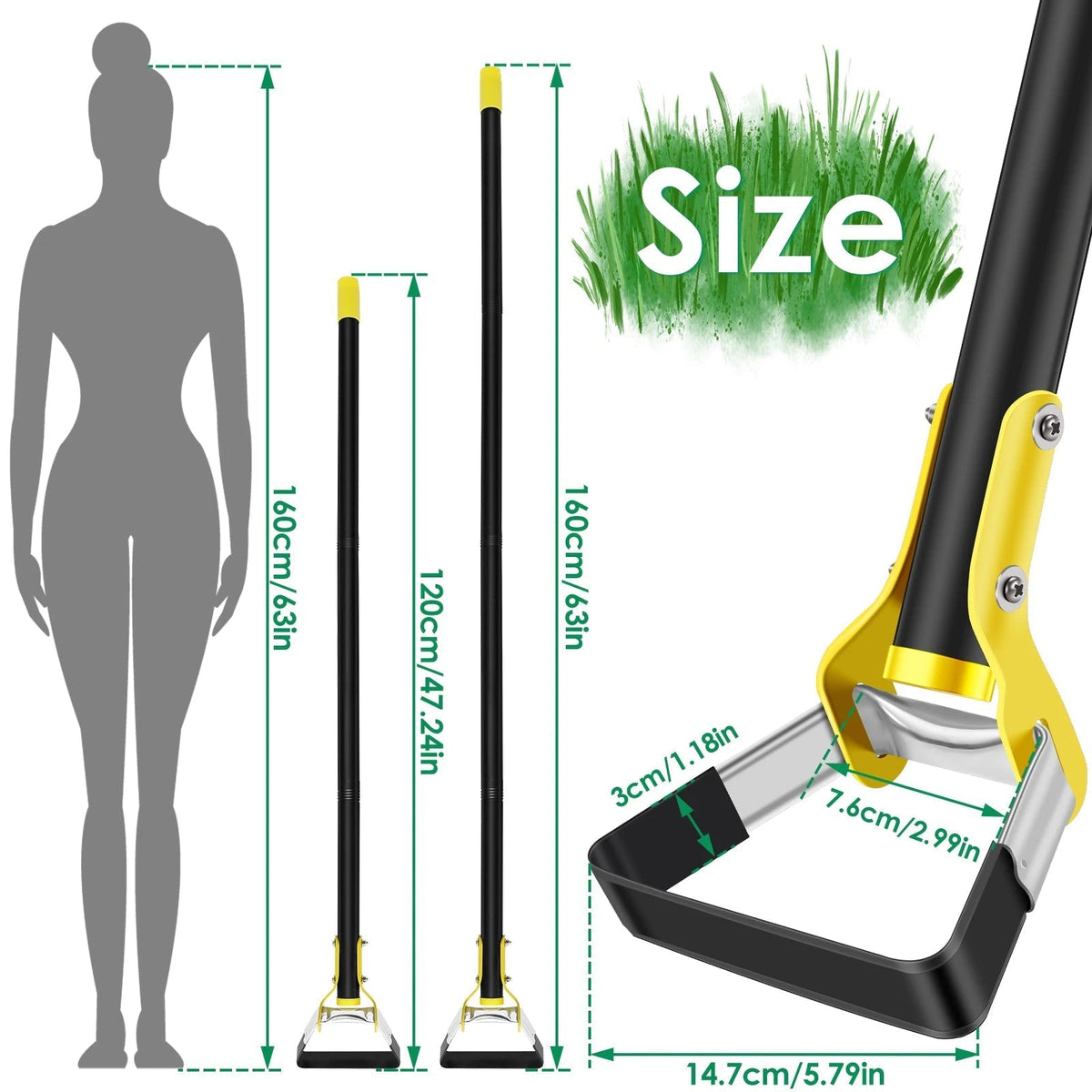 Garden Hoe Ergonomic Long Handle & Stainless Steel Blade