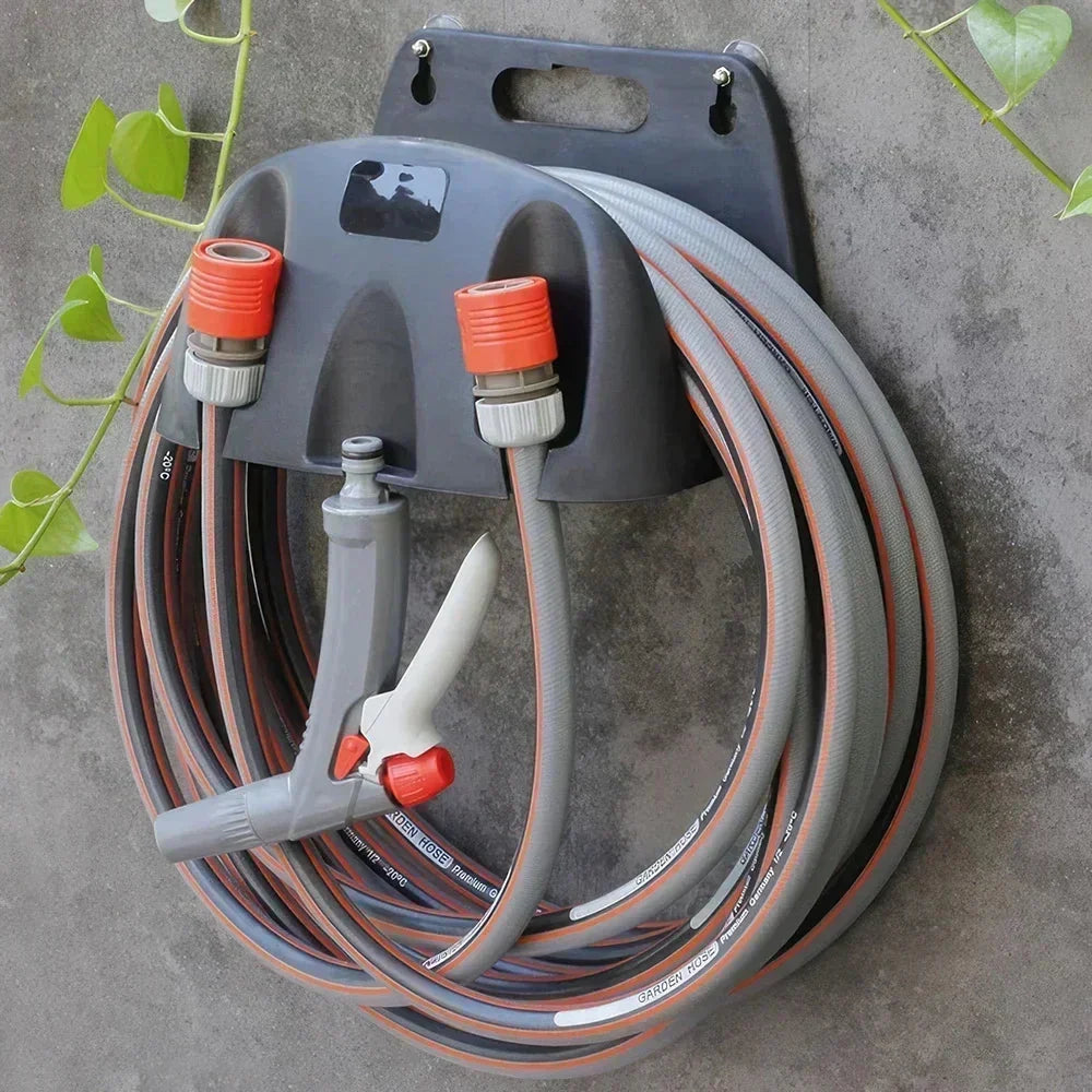Garden Hose Holder Wall-Mount Multiple Slots & Carrying Handle