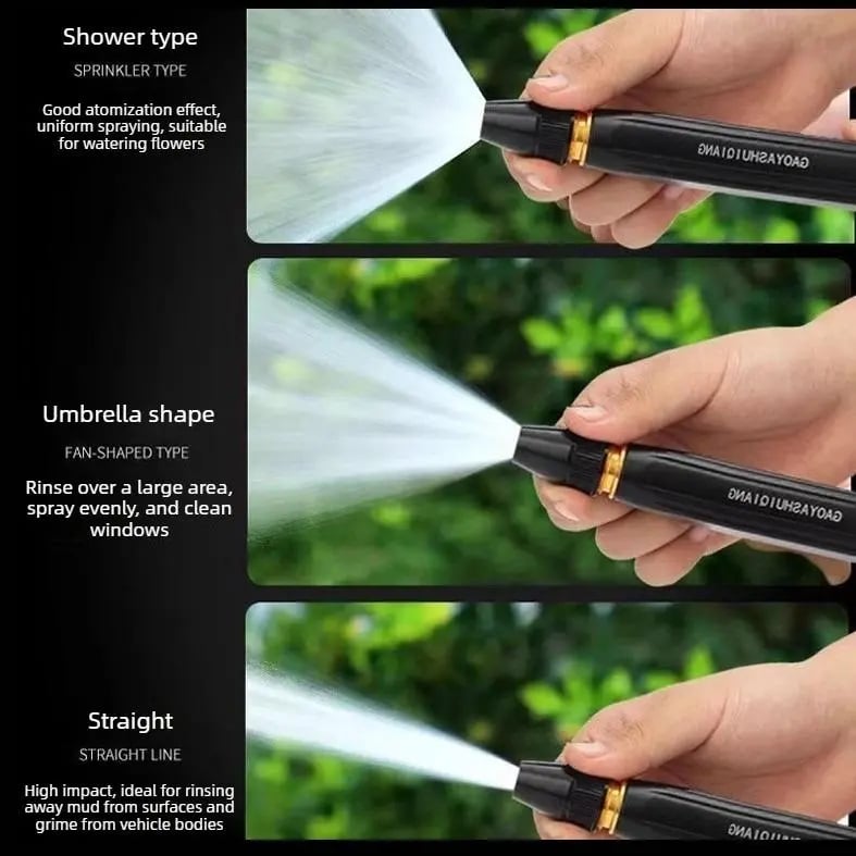 Garden Hose Nozzle 10x Pressure Boost Metal Three Settings