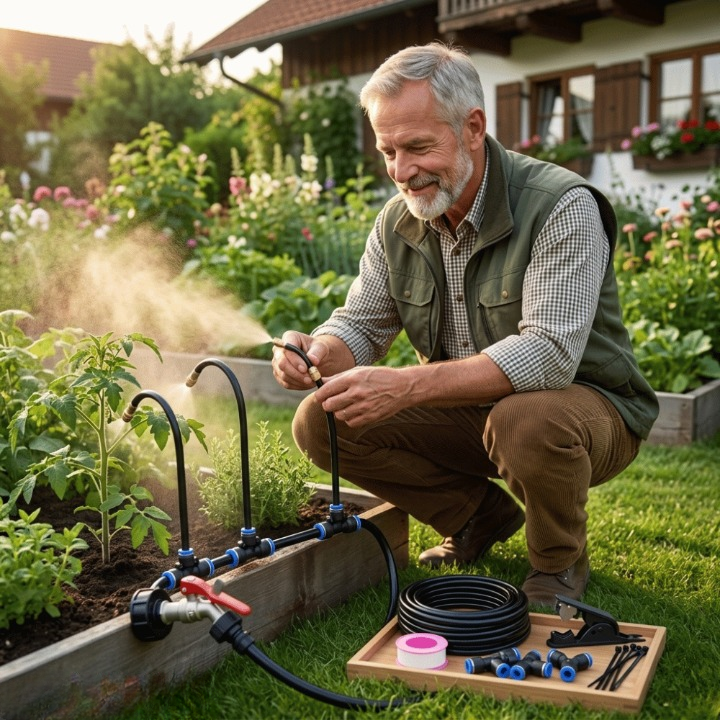 Garden Irrigation System 360° Full Coverage Adjustable Flow