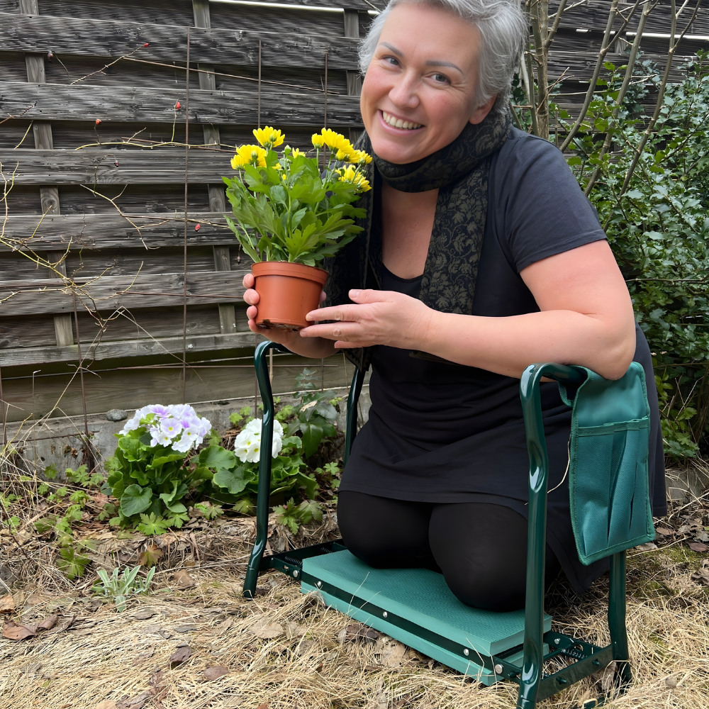 Garden Kneeler Foldable 2-in-1 Padded Seat Steel Frame