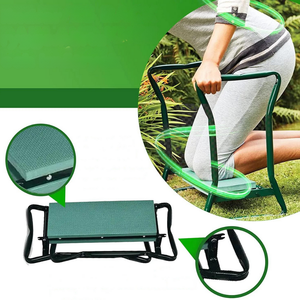 Garden Kneeler Foldable 2-in-1 Padded Seat Steel Frame