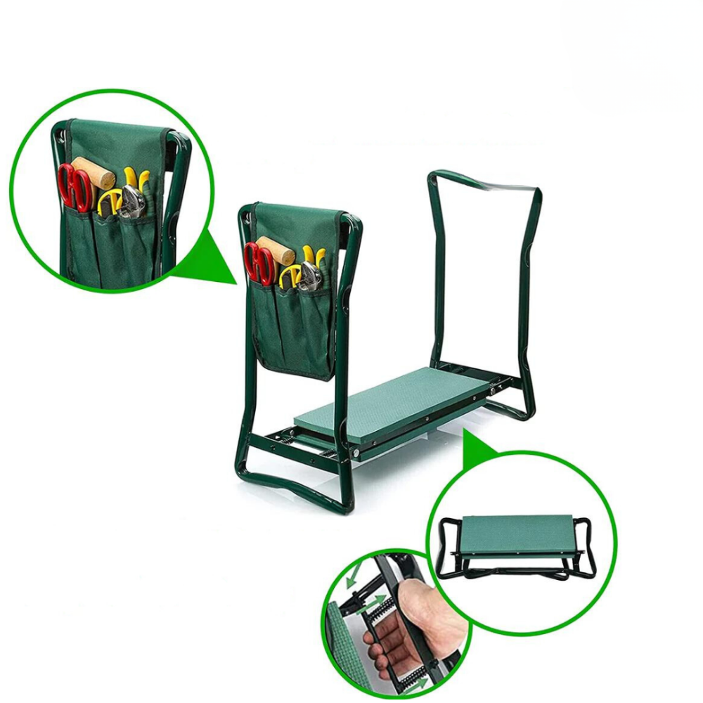 Garden Kneeler Foldable 2-in-1 Padded Seat Steel Frame
