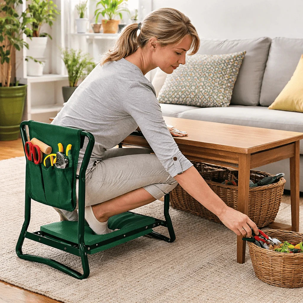 Garden Kneeler & Seat Padded Knee Foldable Steel Frame