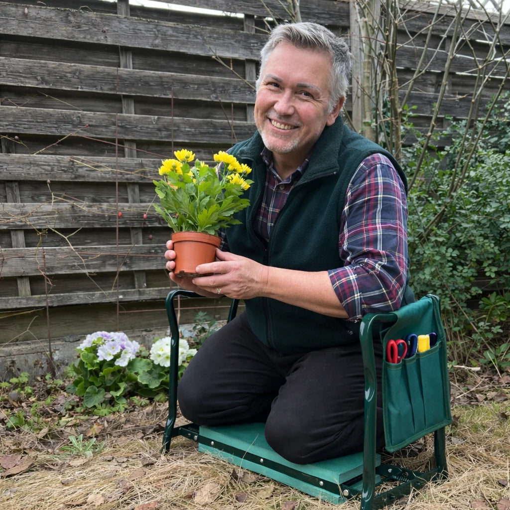 Garden Kneeler & Seat Padded Knee Foldable Steel Frame