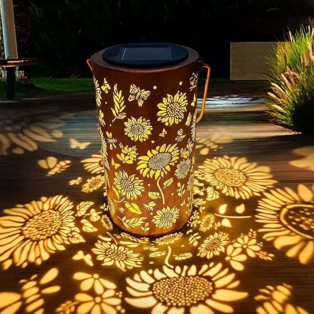 Garden Lantern Solar Flower Projection Warm & Multicolor