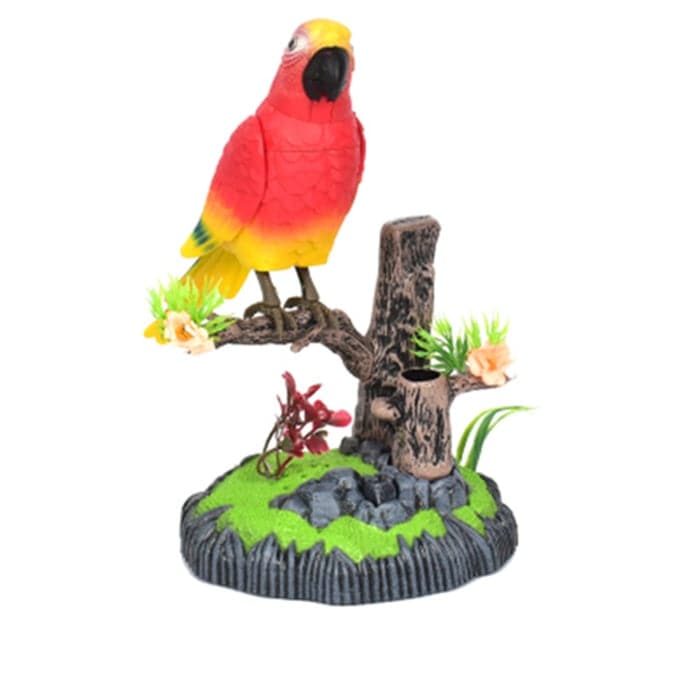 Garden Parrot Ornament Sound-Activated Movement & Chirping Battery-Powered Weatherproof