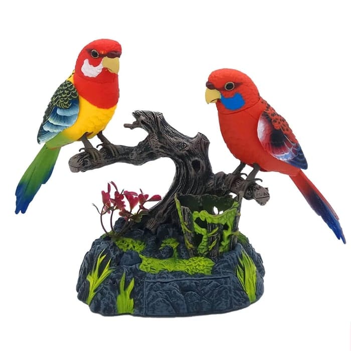 Garden Parrot Ornament Sound-Activated Movement & Chirping Battery-Powered Weatherproof
