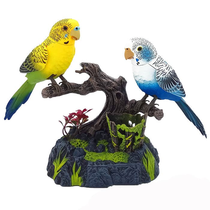 Garden Parrot Ornament Sound-Activated Movement & Chirping Battery-Powered Weatherproof