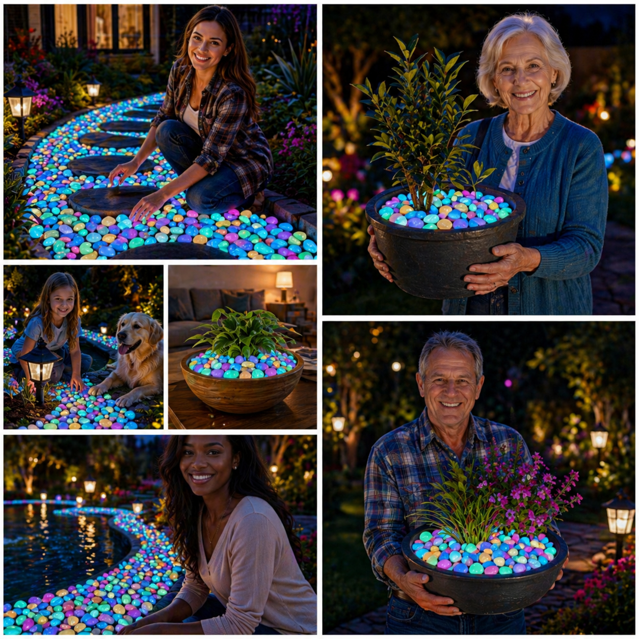 Garden Pebbles Glowing Up To 10 Hours Non-Toxic Resin