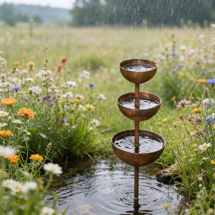 Garden Rain Catcher 3-Tier Weather-Resistant Metal