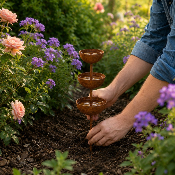 Garden Rain Catcher 3-Tier Weather-Resistant Metal