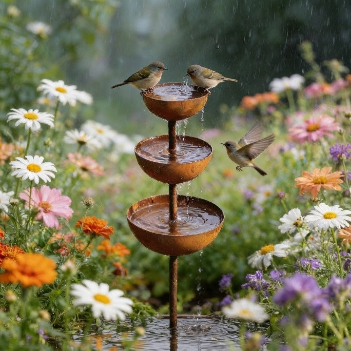 Garden Rain Catcher 3-Tier Weather-Resistant Metal