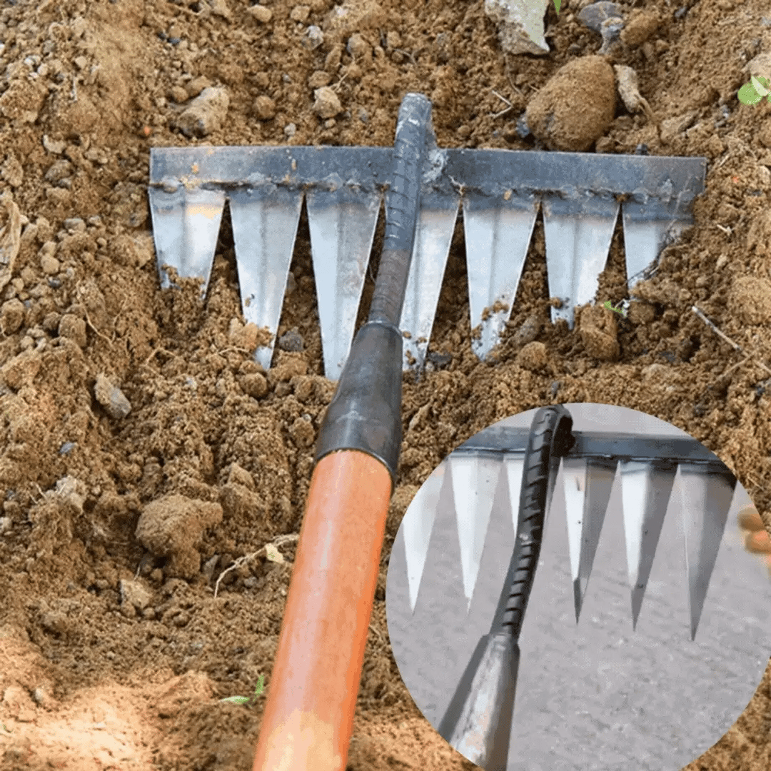 Garden Rake Carbon Steel Ultra-Sharp Teeth