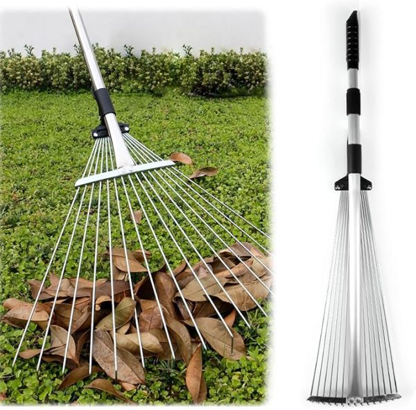 Garden Rake Telescopic Adjustable Width & Ergonomic Handle