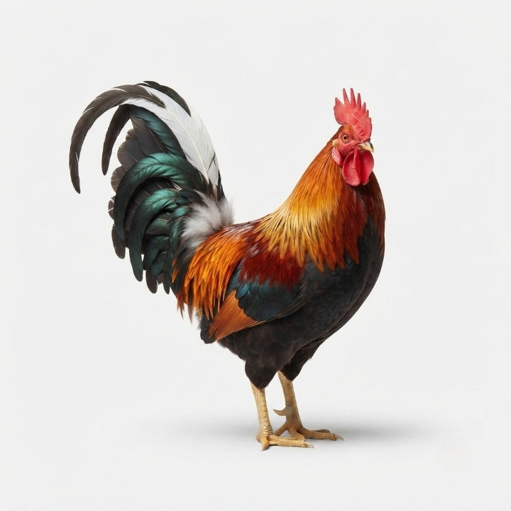 Garden Rooster Figure Weather-Resistant Acrylic Lifelike Feathers