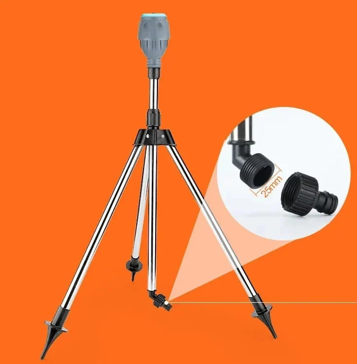 Garden Sprinkler 360° Rotating Adjustable Radius Stainless Steel Tripod