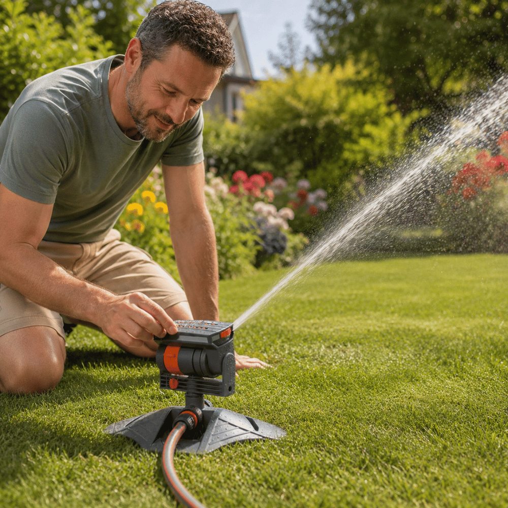 Garden Sprinkler Adjustable Spray Pattern Integrated Dirt Filter