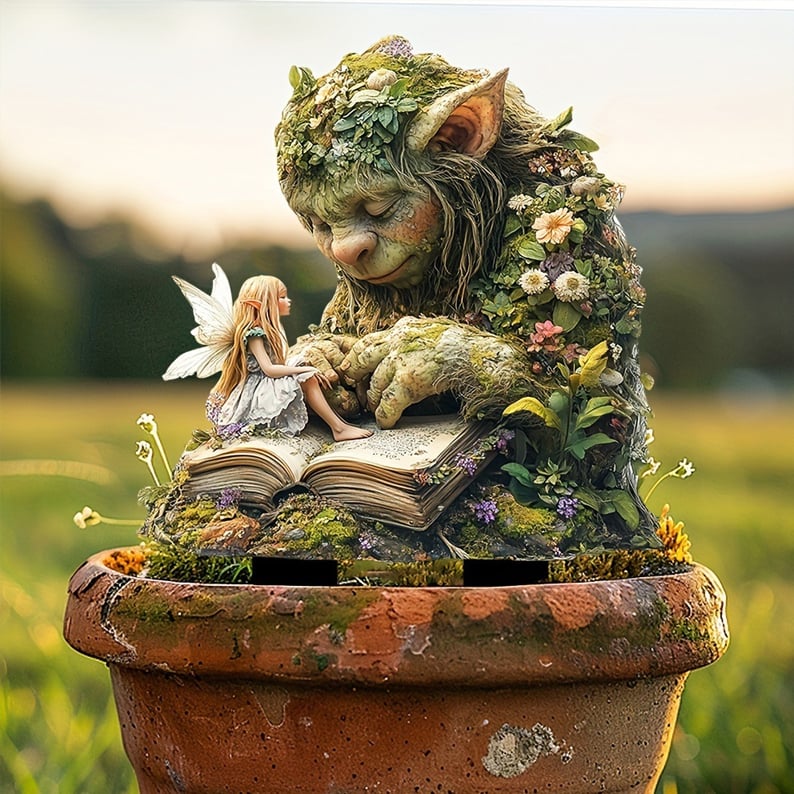 Garden Stake Forest Spirit Motif Weather-Resistant Acrylic