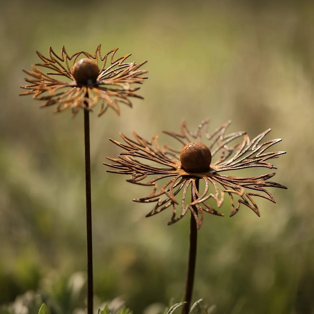 Garden Stake Iron Bluebonnet Flower Rust Patina