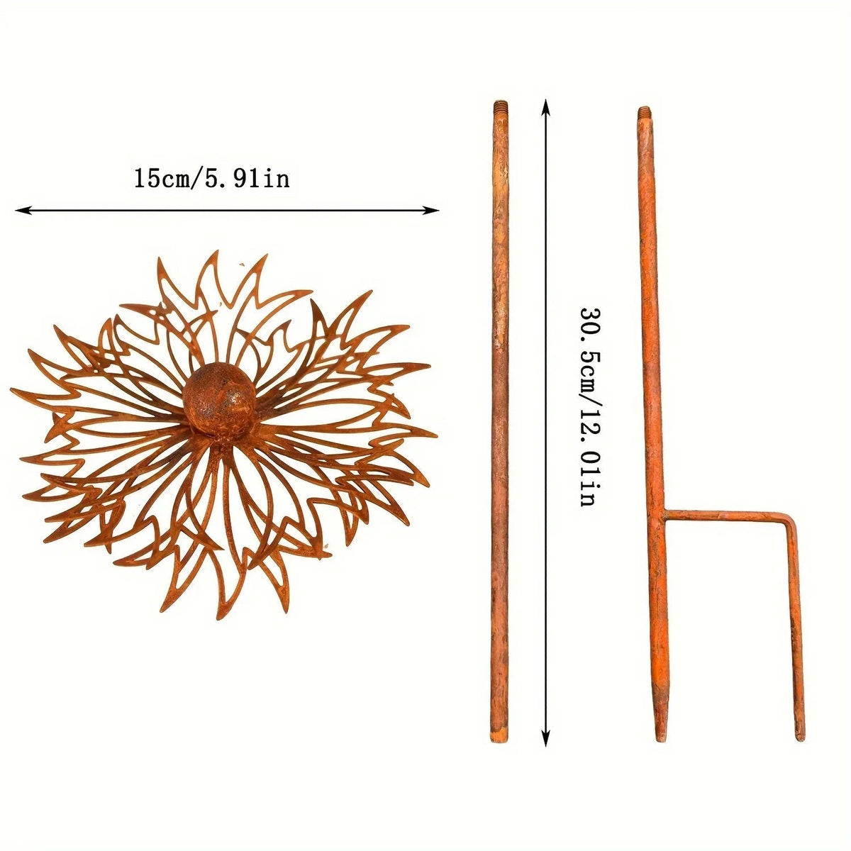 Garden Stake Iron Bluebonnet Flower Rust Patina