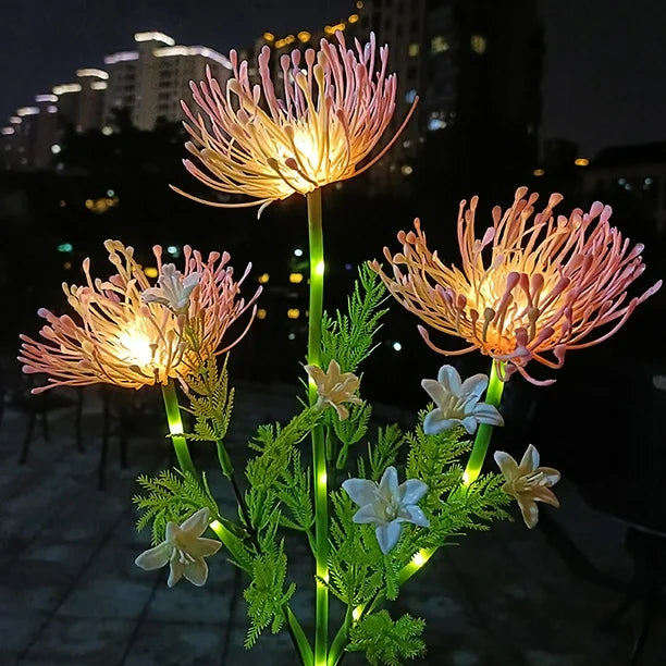 Garden Stake Light Solar Chrysanthemum Stainless Steel 75cm