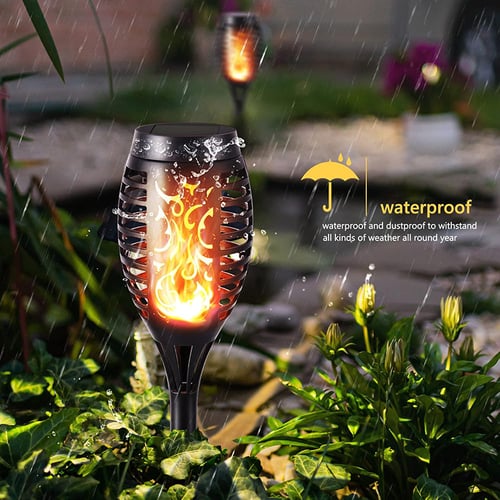 Garden Torch Solar-Powered Realistic Flame Dusk-to-Dawn Sensor