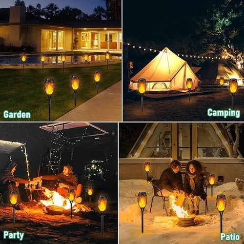 Garden Torch Solar-Powered Realistic Flame Dusk-to-Dawn Sensor