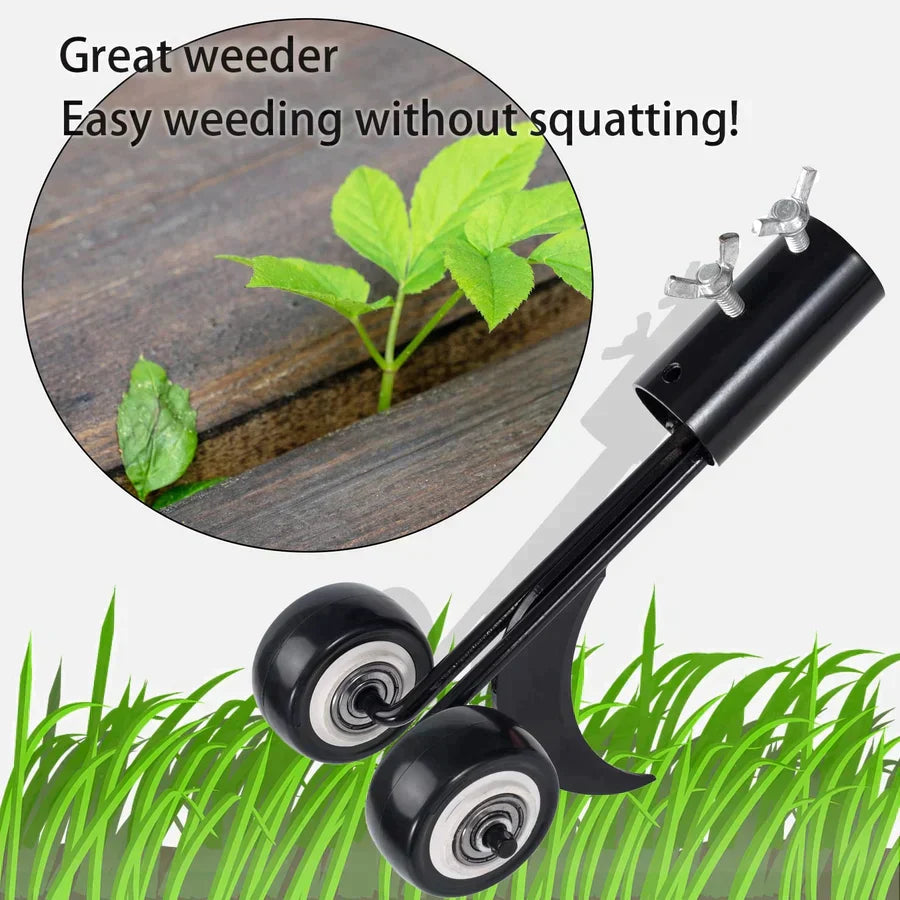 Garden Weed Remover Adjustable Handle & Two Wheels