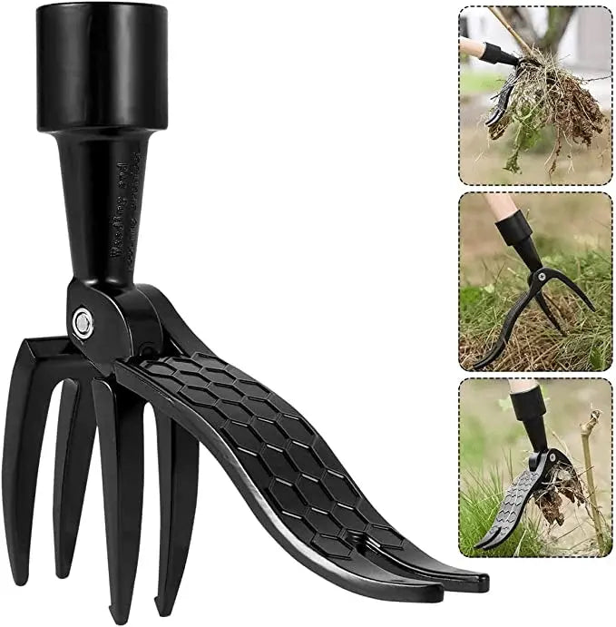 Garden Weed Remover Four-Claw & Foot-Pedal Rust-Resistant Steel