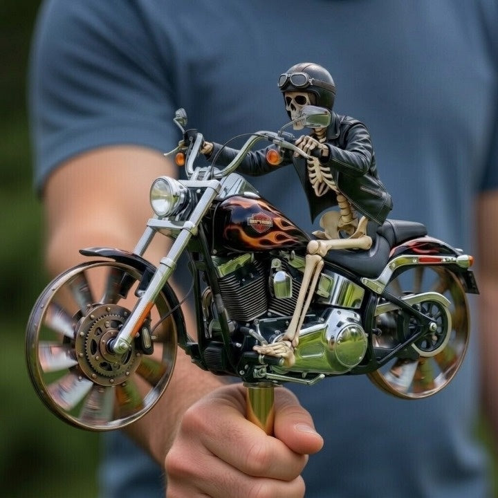 Garden Wind Spinner Motorcycle Skeleton Acrylic Ground Spike