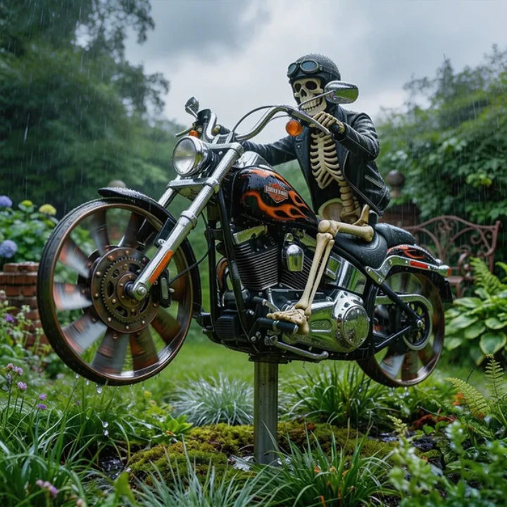 Garden Wind Spinner Motorcycle Skeleton Acrylic Ground Spike