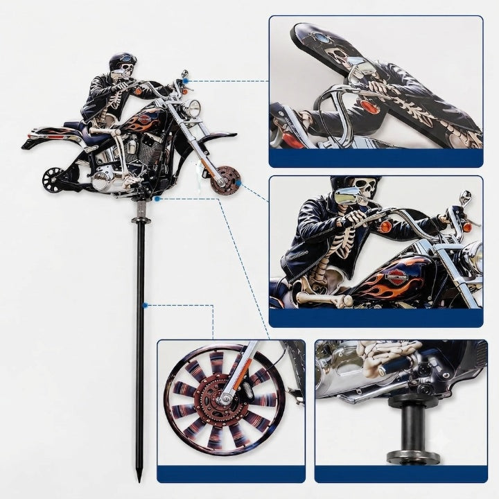 Garden Wind Spinner Motorcycle Skeleton Acrylic Ground Spike