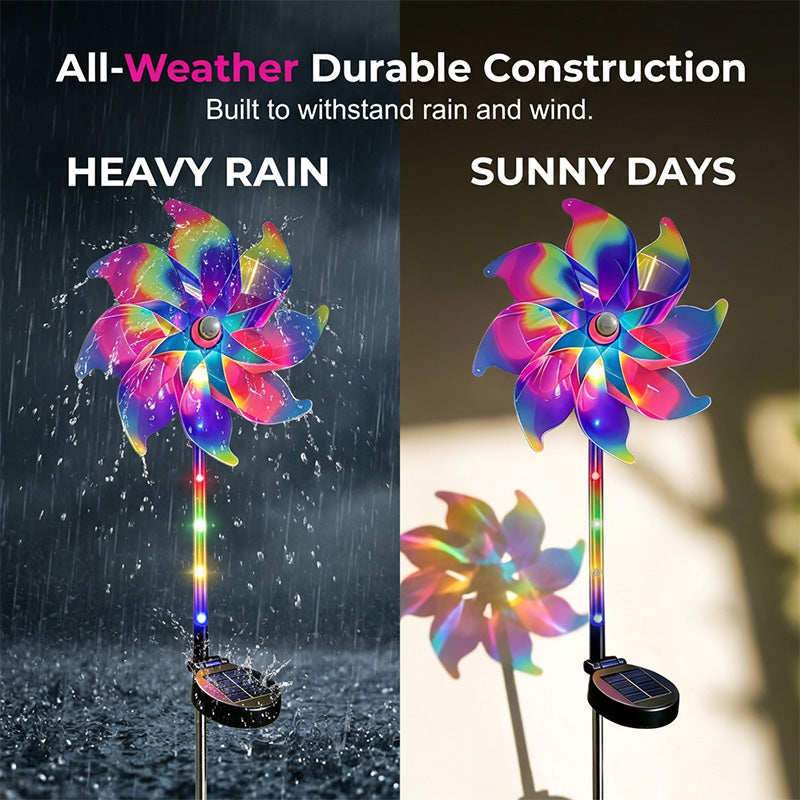 Garden Wind Spinner Solar LED Automatic Dusk
