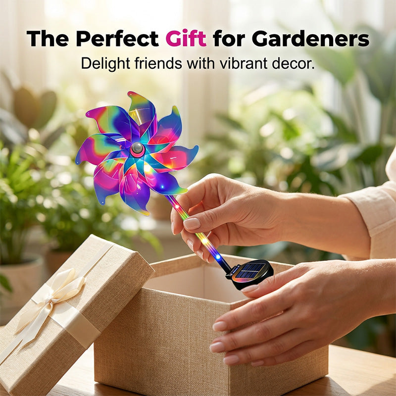 Garden Wind Spinner Solar LED Automatic Dusk