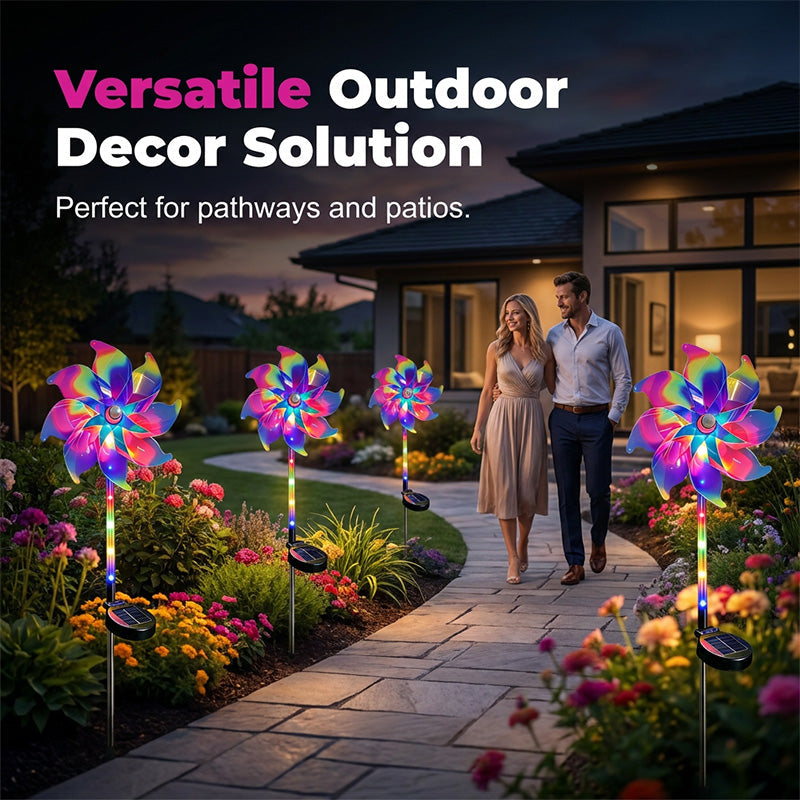 Garden Wind Spinner Solar LED Automatic Dusk