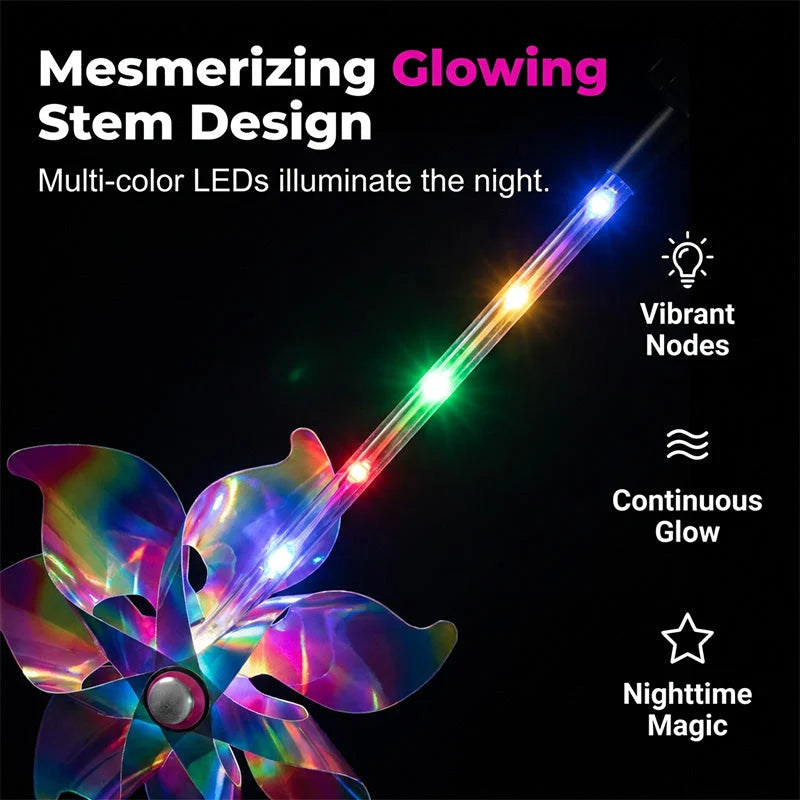 Garden Windmill Solar Powered Colorful LED Weatherproof